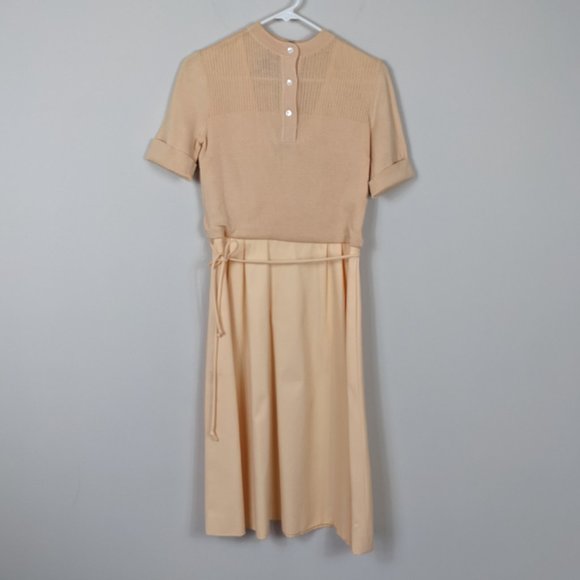 Vintage CIAO Ltd. 1980's Career Wear Belted Sweater Dress 100% Cotton - Picture 1 of 5